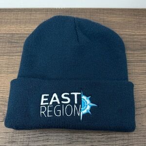 Navy Blue Beanie with Embroidered Design